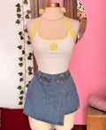 Y2K Floral Halter Crop Top for Women