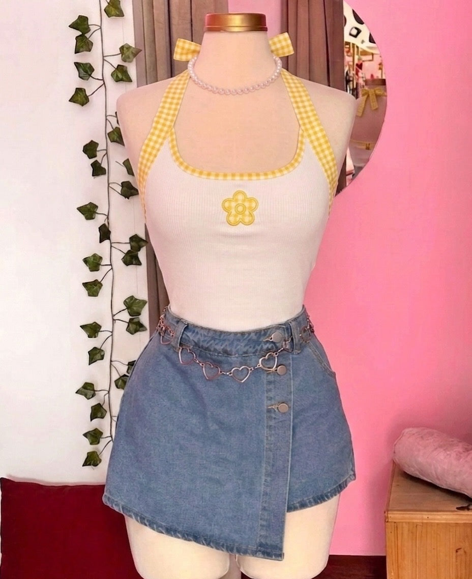 Y2K Floral Halter Crop Top for Women
